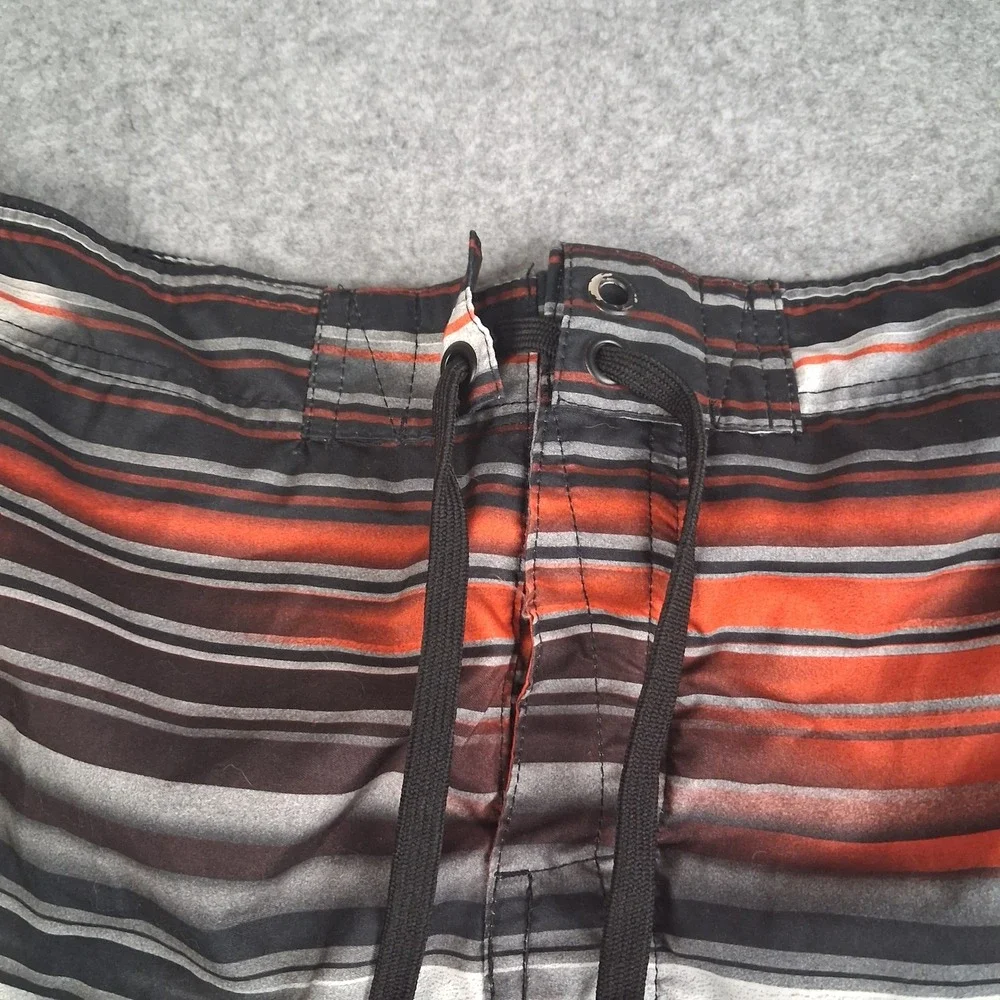 Joe Boxer Board Shorts Mens XL Orange Striped Mesh Lined Swim Trunk Cargo Pocket